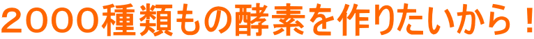 ２０００種類もの酵素を作りたいから！