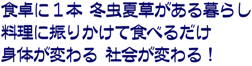 食卓に１本 冬虫夏草がある暮らし 料理に振りかけて食べるだけ 身体が変わる 社会が変わる！